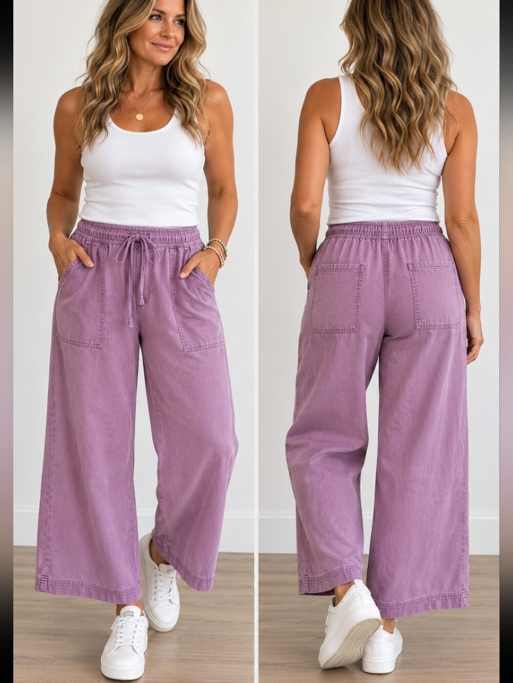 Joie Lavender Wide-Leg Drawstring Pants Super Soft Lyocel Linen Women's Size S